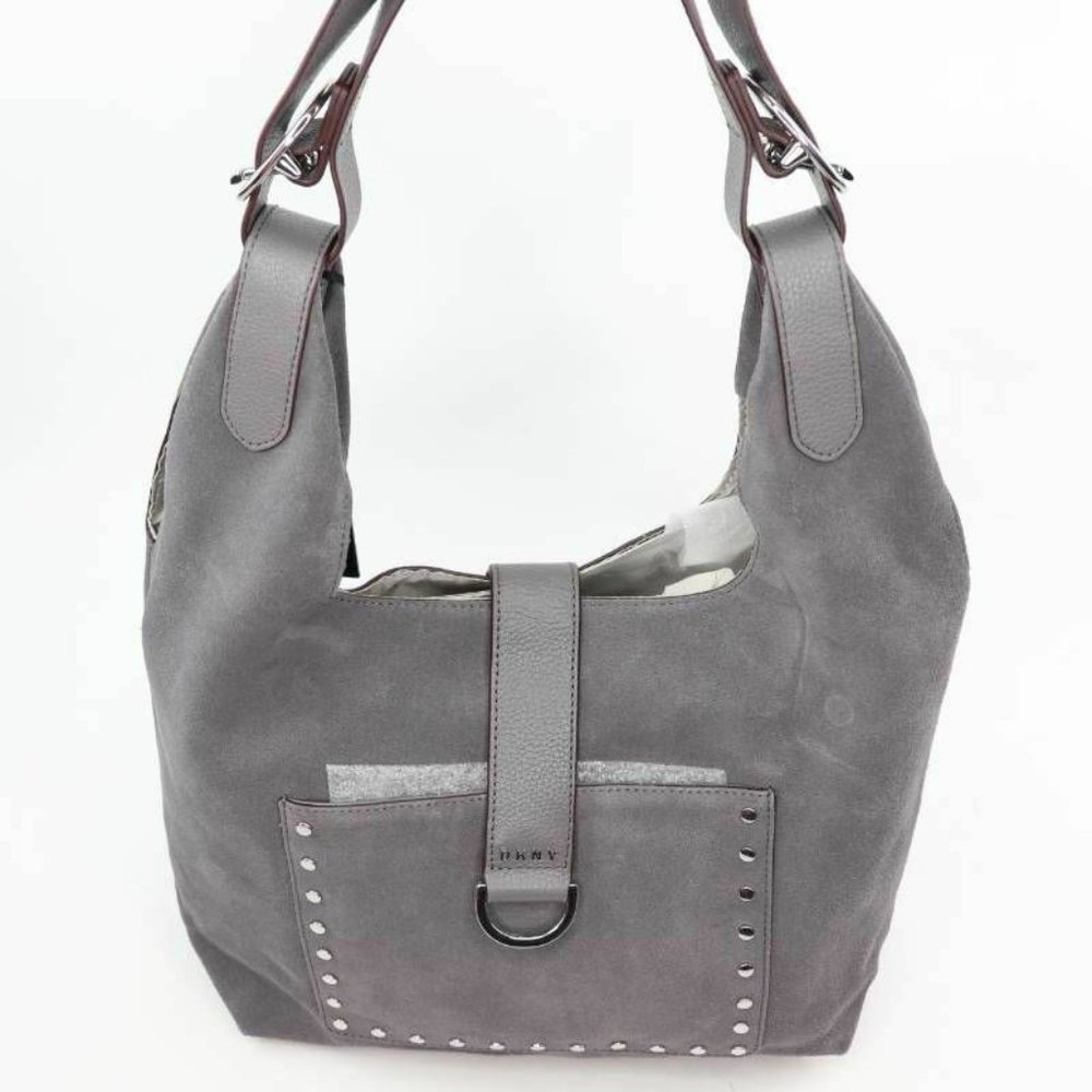 DKNY Womens Wayne Hobo Bag Gray Adjustable Strap